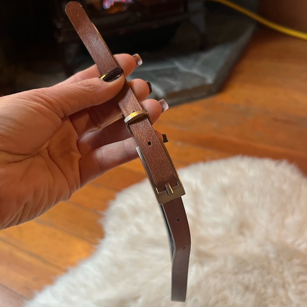 Brown Leather Skinny Belt